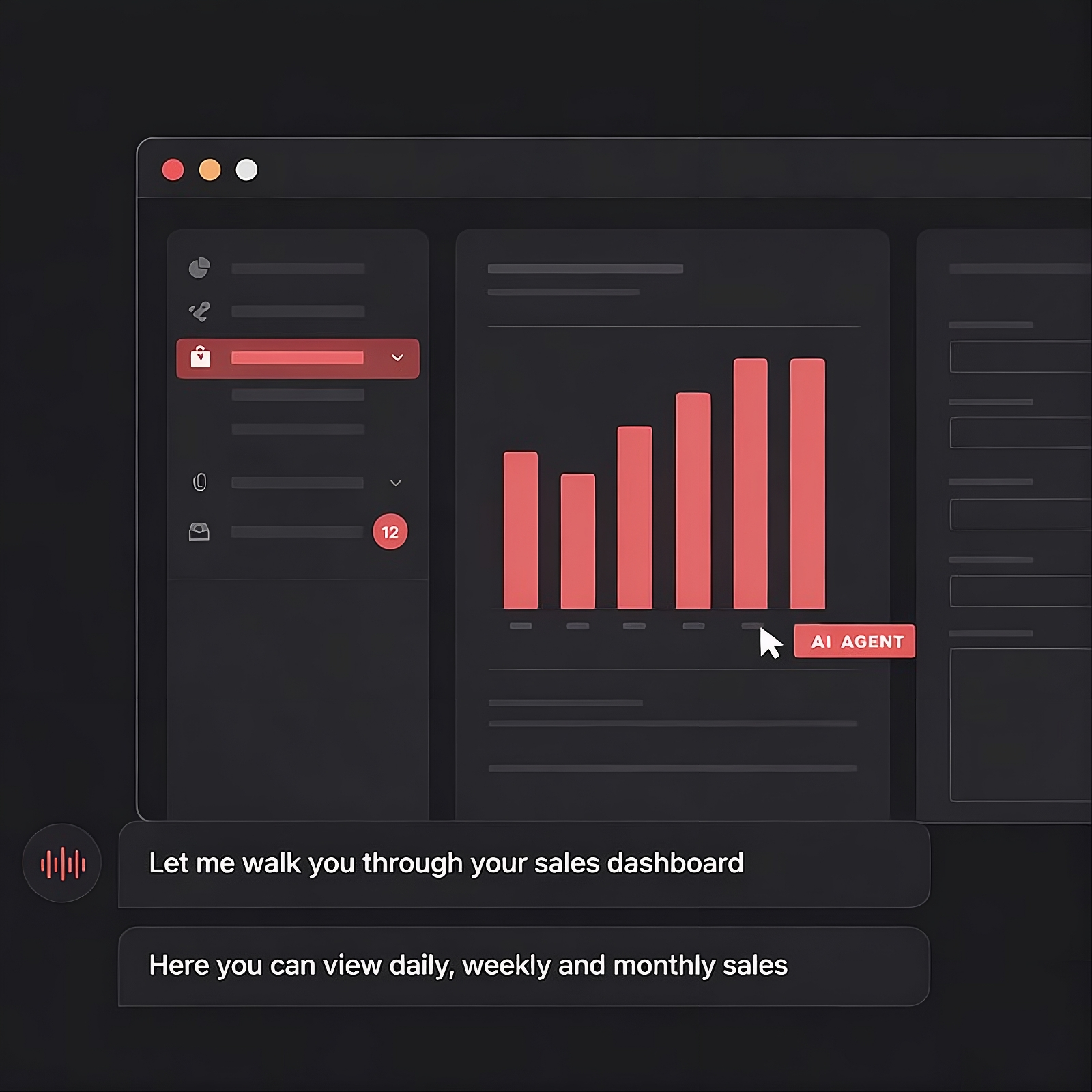AI Agent walking through sales dashboard